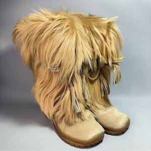 Pajar Canada Tan Goat Hair Apres Ski Shearling Lined Winter Boots NWOT